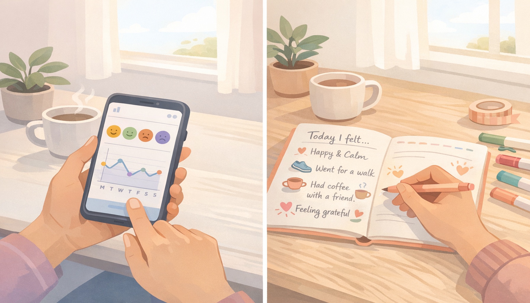 Ημερολόγιο διάθεσης: ψηφιακό ή χειρόγραφο – ποιο σε βοηθά πραγματικά;