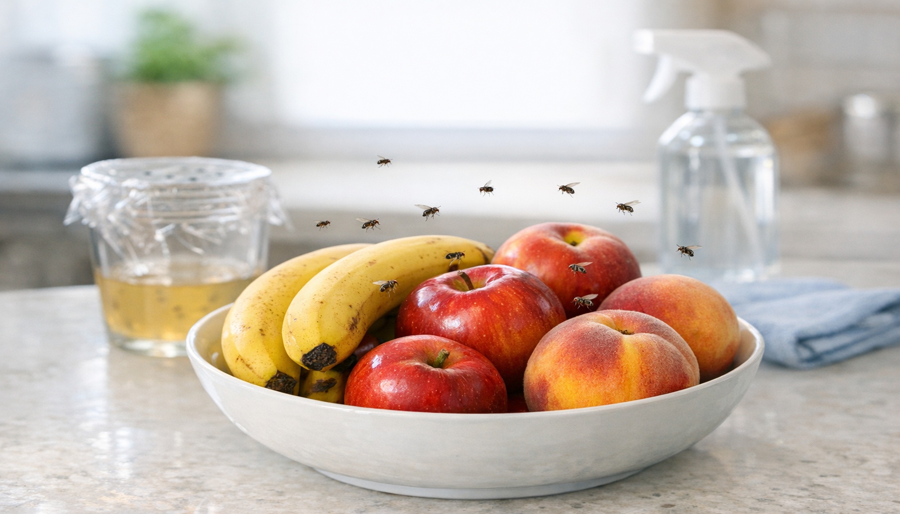 Μυγάκια φρούτων στην κουζίνα: αιτίες, έξυπνες λύσεις και πρόληψη!